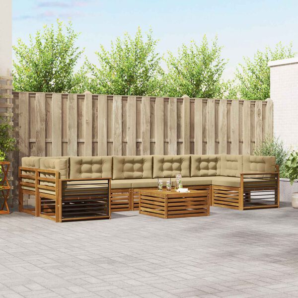 vidaXL Set di divani da esterno con cuscino 8 pcs Naturale e Beige
