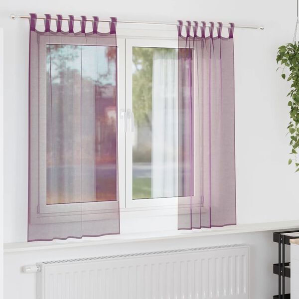 vidaXL Tende in Voile con Passanti 2 pz Viola 140x175 cm