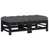 vidaXL Poggiapiedi Giardino con Cuscini 2pz Legno Massello Pino Nero