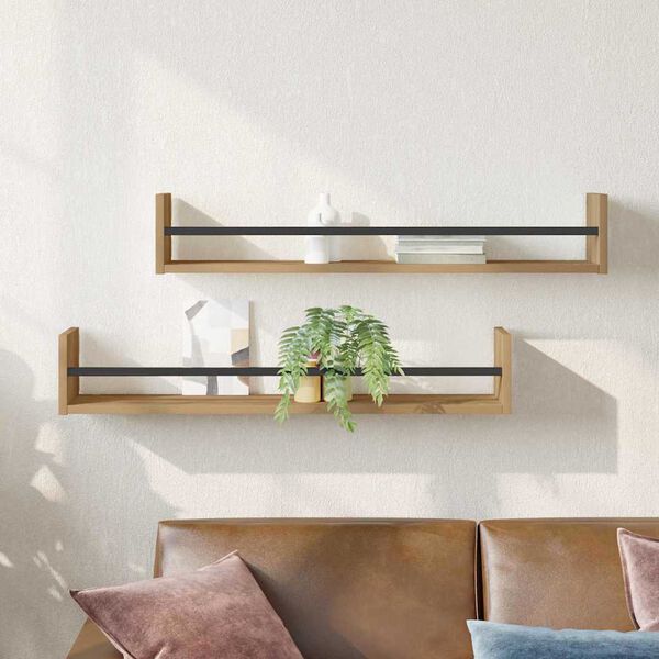 vidaXL Scaffale da parete 2 pcs Rovere artigianale 80 x 16 x 14 cm