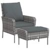 vidaXL Poltrona da Giardino con Poggiapiedi Grigia in Polyrattan