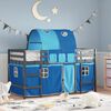 vidaXL Letto a Soppalco con Tunnel Bambini Blu 90x190cm Massello Pino