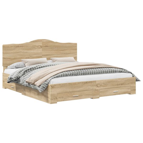 vidaXL Struttura del letto con testiera Rovere Sonoma 180 x 200 cm