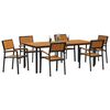 vidaXL Set da Pranzo per Giardino 7 pcs Nero Legno di Acacia Massello