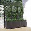 vidaXL Fioriera da giardino con traliccio nera 120x40x136 cm PP