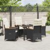vidaXL Set da Pranzo per Giardino con cuscino 5 pcs Nero polyrattan