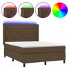 vidaXL Letto a Molle Materasso e LED Marrone Scuro 140x200 cm Tessuto
