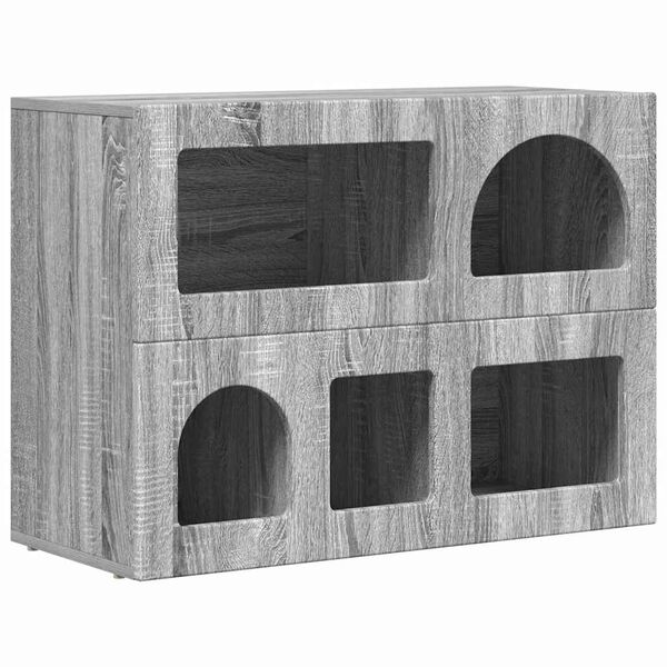 vidaXL Credenza Grigio Sonoma 80.5 x 35 x 59 cm Legno multistrato