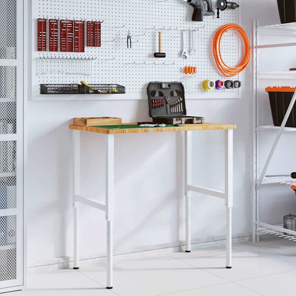 vidaXL Banco Lavoro Marrone Chiaro 100x60x(71,5-98cm Legno di Rovere