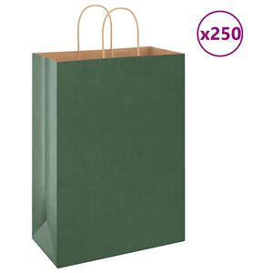 vidaXL Sacchetti di Carta 250 pz con Manici Verdi 32x17x44 cm