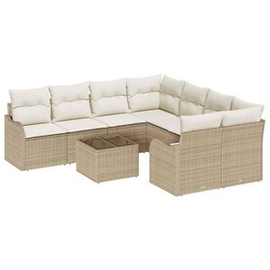 vidaXL Set Divano da Giardino con cuscino 9 pcs Beige polyrattan