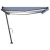 vidaXL Tenda da Sole Retrattile Manuale con LED 400x350 cm Blu Bianco