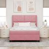 vidaXL Letto con Box Springs LED e Materasso Rosa 140 x 190 cm Velluto
