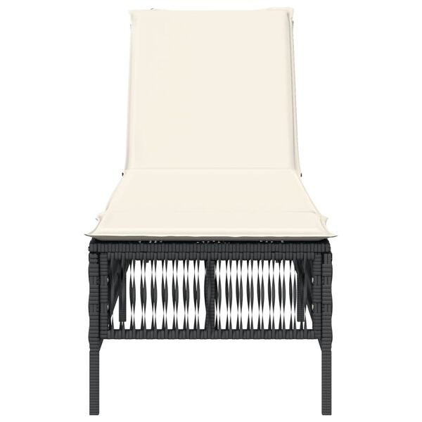 vidaXL Lettino Prendisole con Cuscino Nero in Polyrattan