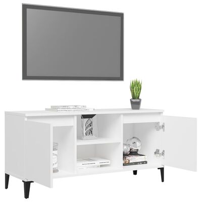 vidaXL Mobile TV con Gambe in Metallo Bianco 103,5x30x50 cm