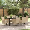 vidaXL Set da Pranzo per Giardino con cuscino 7 pcs Beige polyrattan