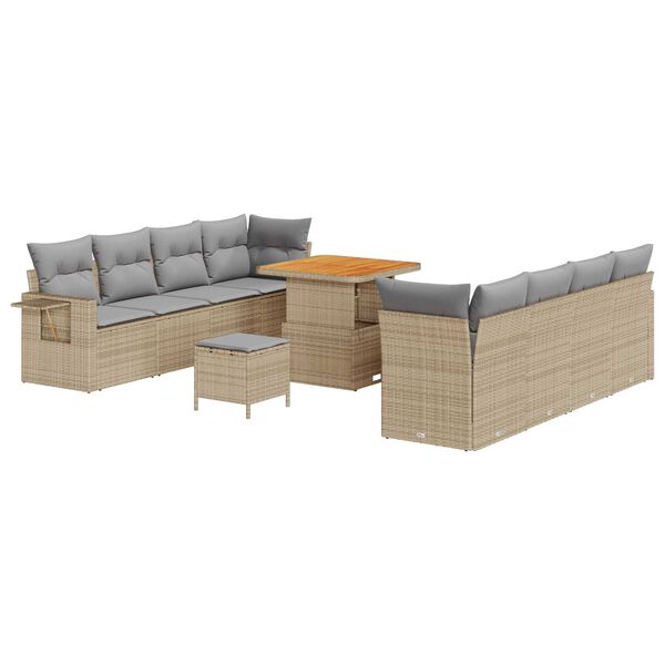 vidaXL Set Divano da Giardino 11 pcs Beige e Grigio Chiaro polyrattan
