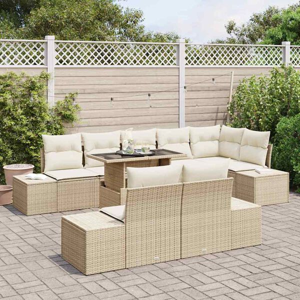 vidaXL Set Divano da Giardino 9 pcs Beige Poly Rattan
