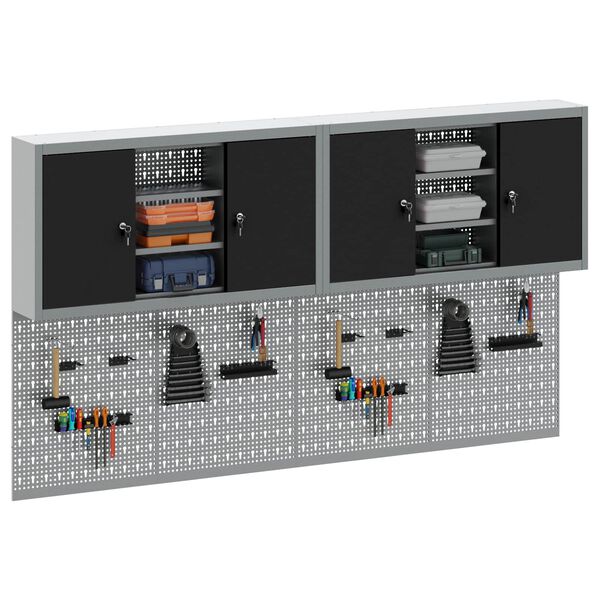 vidaXL Set di armadi per attrezzi con lo scaffale 6 pcs Nero