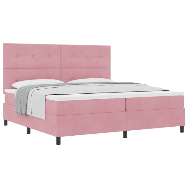 vidaXL Letto a molle con materasso Rosa 200 x 200 cm Velluto