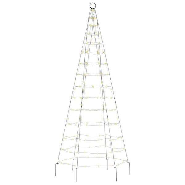 vidaXL Albero di Natale a LED su Pennone 200 LED Bianco Caldo 180 cm