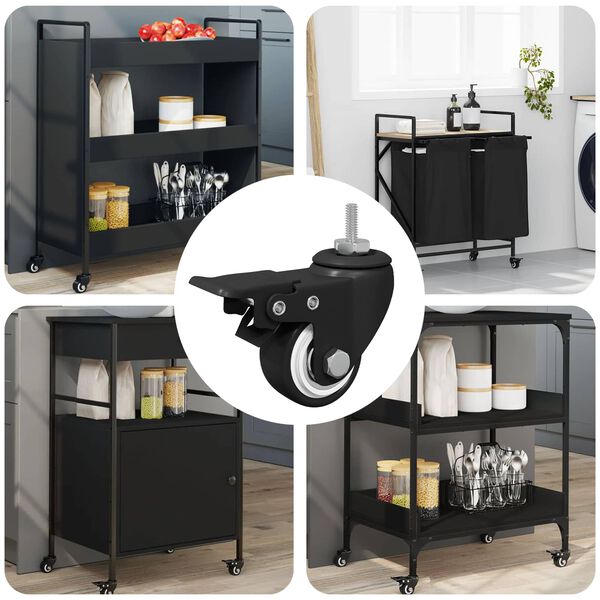 vidaXL Ruote 12 pcs Nero M6 x 37 mm Ferro e nylon