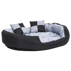 vidaXL Cuscino per Cani Reversibile Lavabile Grigio e Nero 110x80x23cm