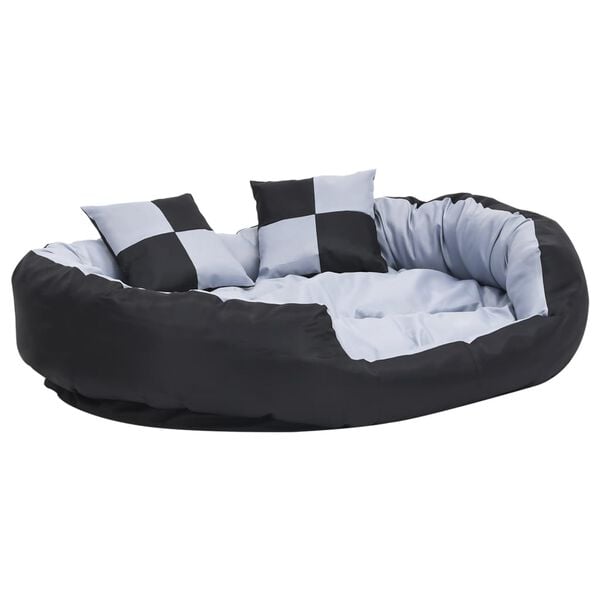 vidaXL Cuscino per Cani Reversibile Lavabile Grigio e Nero 110x80x23cm