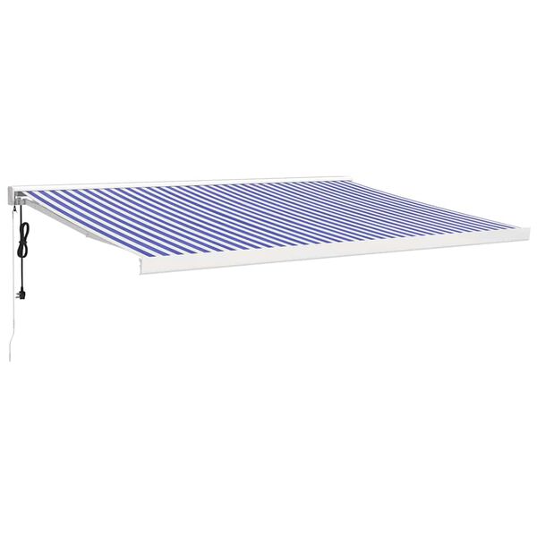 vidaXL Tenda Sole Retrattile Blu e Bianca 4,5x3 m Tessuto e Alluminio