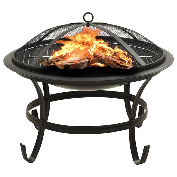 vidaXL Braciere e Barbecue 2 in 1 con Attizzatoio 56x56x49 cm Acciaio