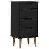 vidaXL Cassettiera MOLDE Nero 40 x 35 x 82 cm Legno Massello di Pino