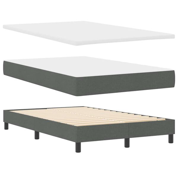 vidaXL Letto a molle con materasso Grigio scuro 120 x 190 cm Tessuto