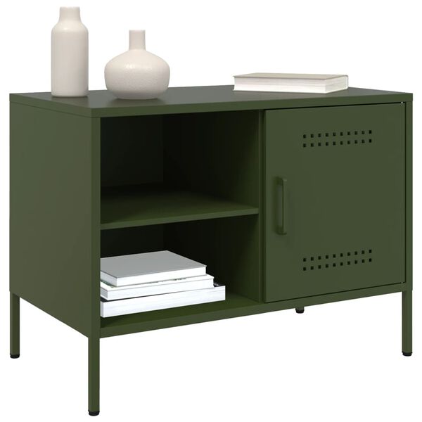 vidaXL Mobili TV 2pz Verde Oliva 68x39x50,5 cm in Acciaio