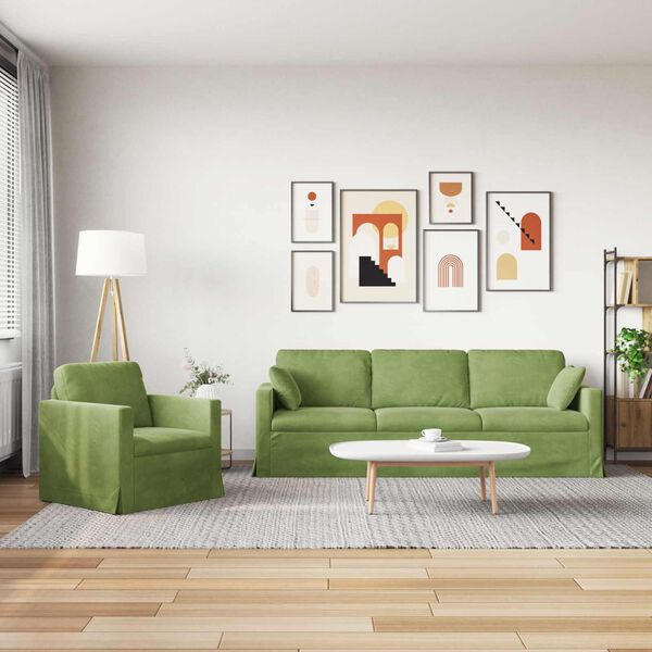 vidaXL Set di divani 2 pcs Verde chiaro 228 x 78 x 80 cm Velluto