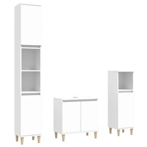 vidaXL Set Mobili da Bagno 3 pz Bianco in Legno Multistrato