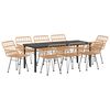 vidaXL Set da Pranzo per Giardino 9 pz Marrone