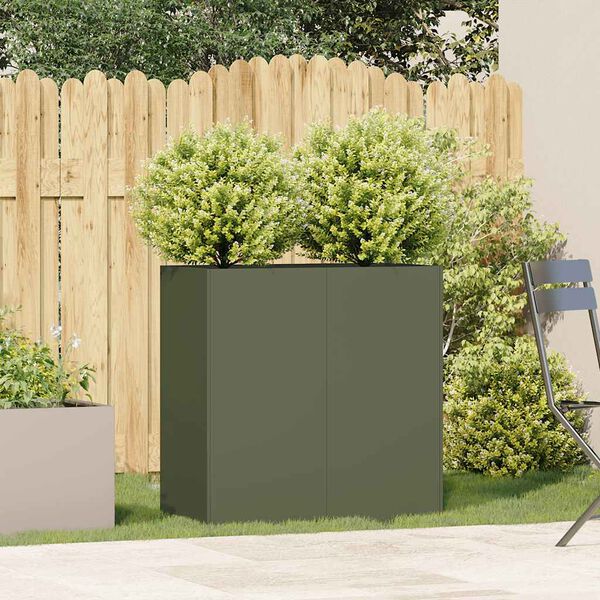 vidaXL Fioriera Verde Oliva 80x40x80 cm in Acciaio Laminato a Freddo