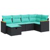vidaXL Set Divano da Giardino 6 pz con Cuscini Nero in Polyrattan