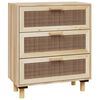 vidaXL Credenza Marrone 60x30x70cm Legno Massello Pino Rattan Naturale