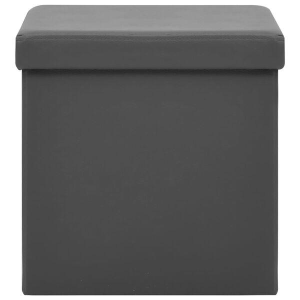 vidaXL Sgabello con Contenitore Pieghevole Grigio in PVC