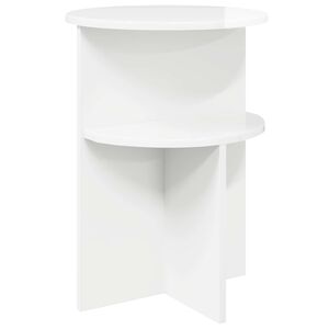 vidaXL Tavolo laterale con archiviazione Bianco Lucido &Oslash; 39,5 x 55 cm