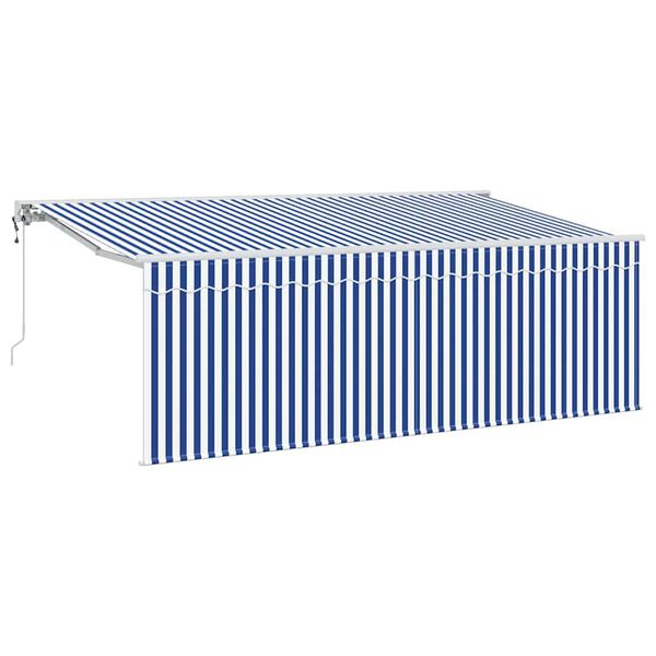 vidaXL Tenda Retrattile Blu e Bianco 400 x 200 cm