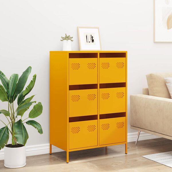 vidaXL Credenza Giallo Senape 68x39x101,5 cm in Acciaio
