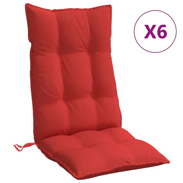 vidaXL Cuscini per Sedia con Schienale Alto 6 pz Rosso Tessuto Oxford