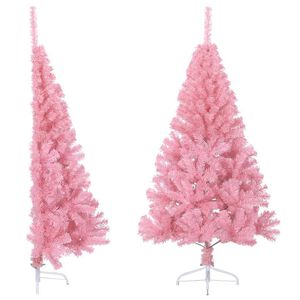 vidaXL Albero di Natale Artificiale a Met&agrave; con Supporto Rosa 120cm PVC