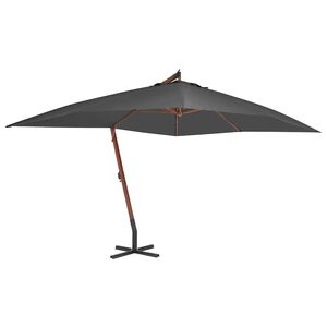 vidaXL Ombrellone a Sbalzo con Palo in Legno 400x300 cm Antracite