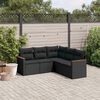 vidaXL Set Divani da Giardino 5 pz con Cuscini in Polyrattan Nero