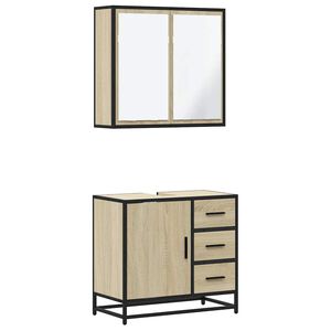 vidaXL Set Mobili da Bagno 2 pz Rovere Sonoma in Legno Multistrato