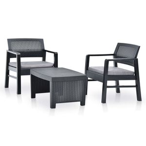 vidaXL Set Salotto da Giardino 3 pz in Plastica Antracite