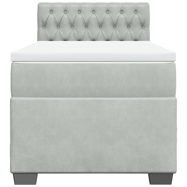 vidaXL Giroletto a Molle con Materasso Grigio Chiaro 90x200 cm Velluto